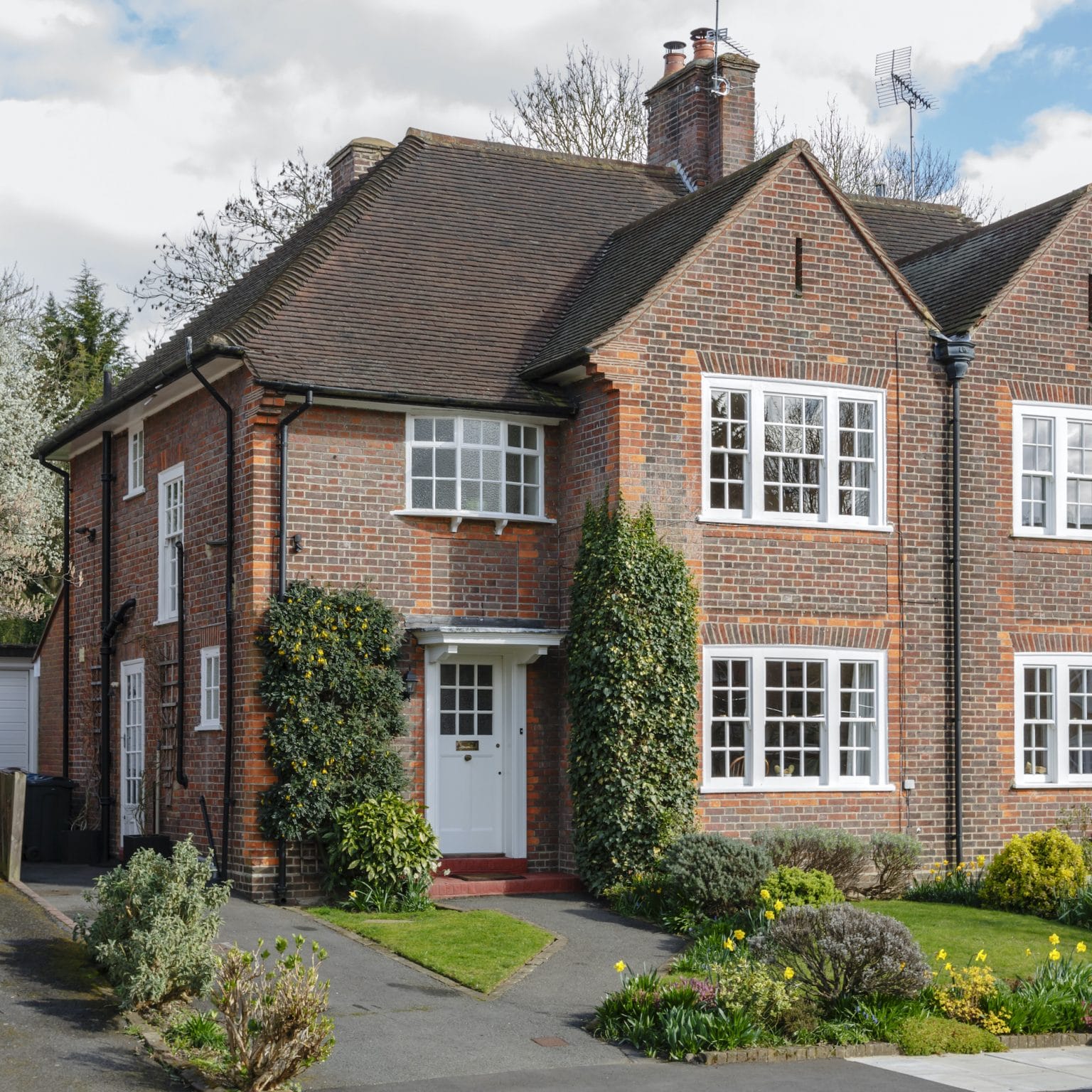 PVCu sash windows in suburban house