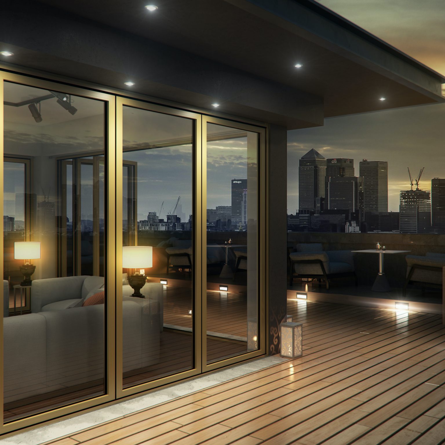 aïr 800 bifolding doors in a penthouse flat