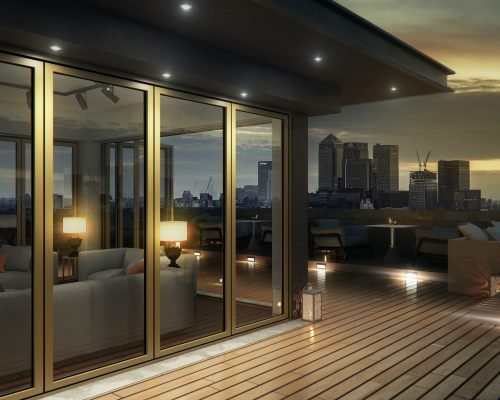 aïr 800 bifolding doors in a penthouse flat