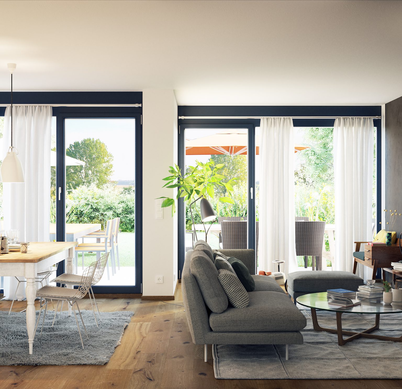 black living room doors