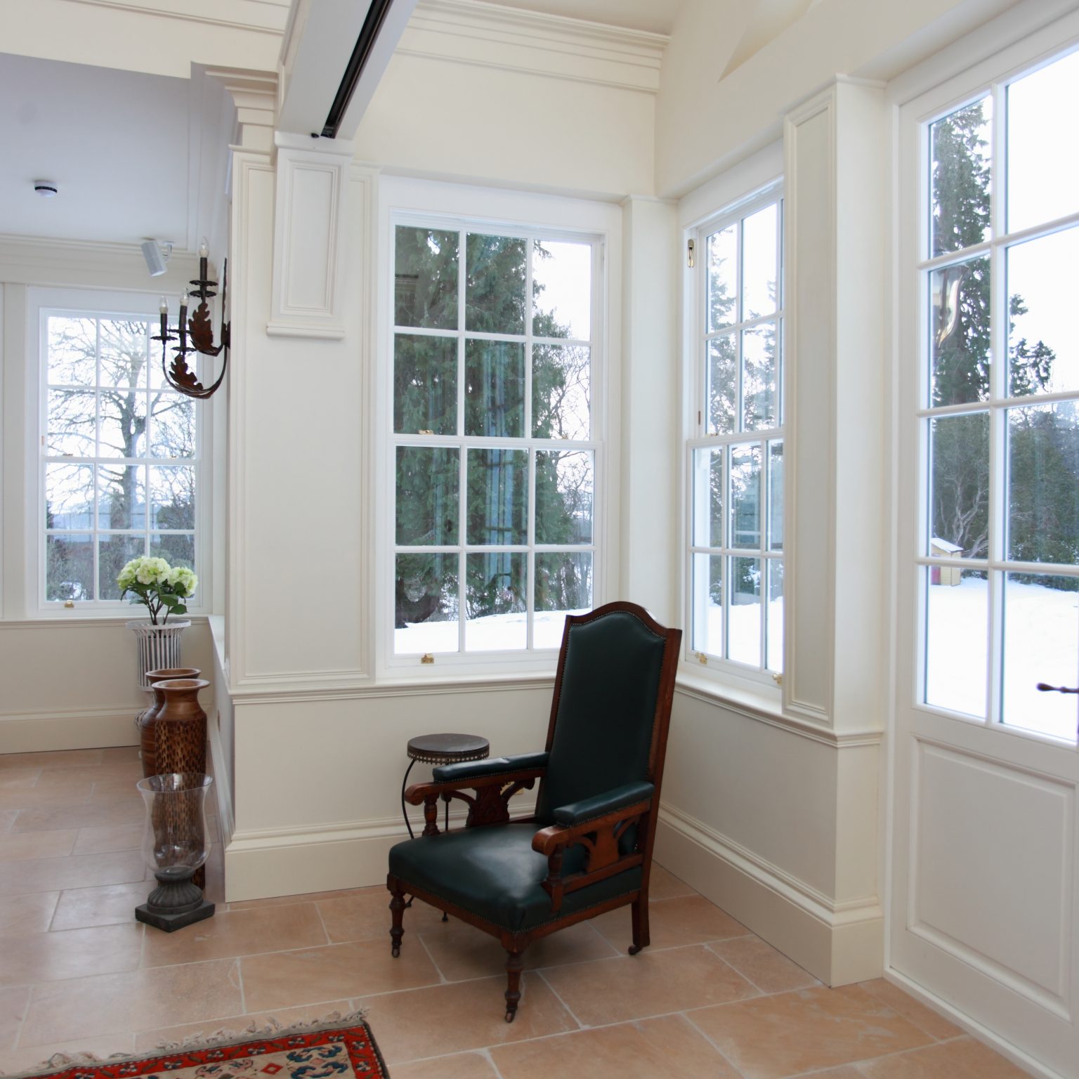 sliding sash windows in white wood