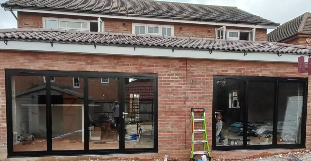 two bifold doors in East Leake new build extension 