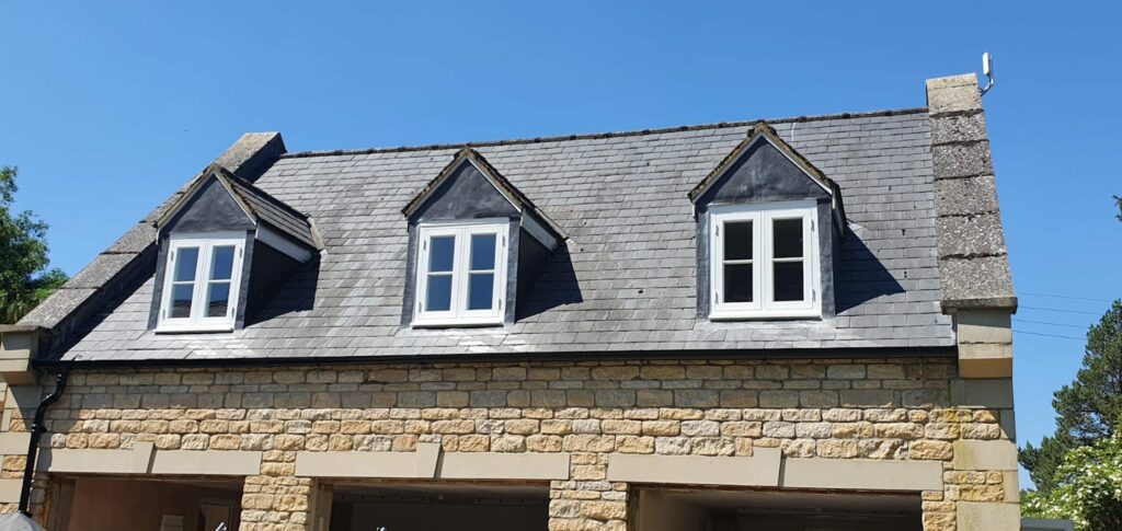 white timber look windows in a new build coach house
