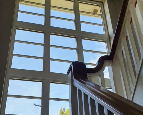 steel look windows in Cambridgeshire to a stairwell