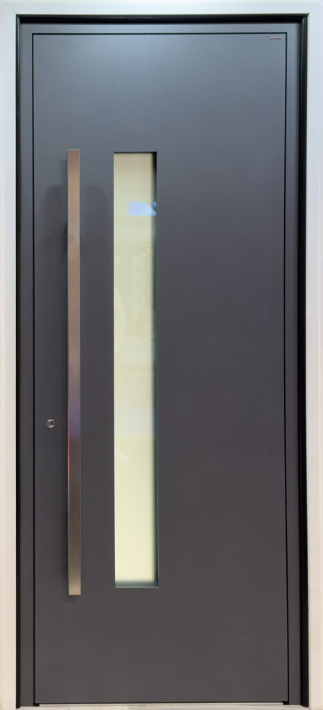 gerda doors showing the aluminium altus model in a display