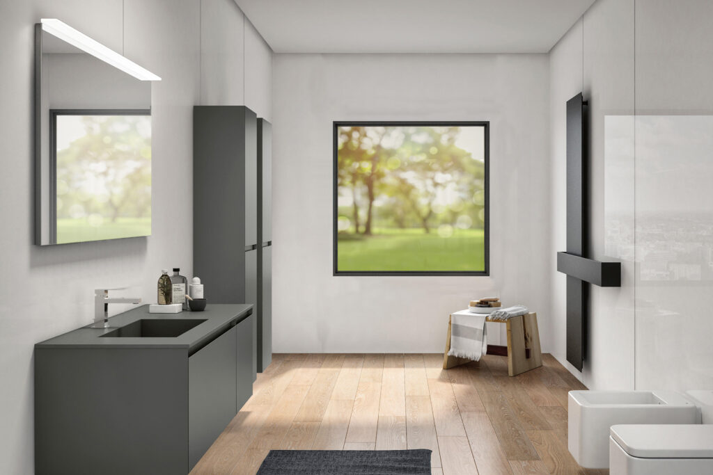 square contemporary window in a lounge setting